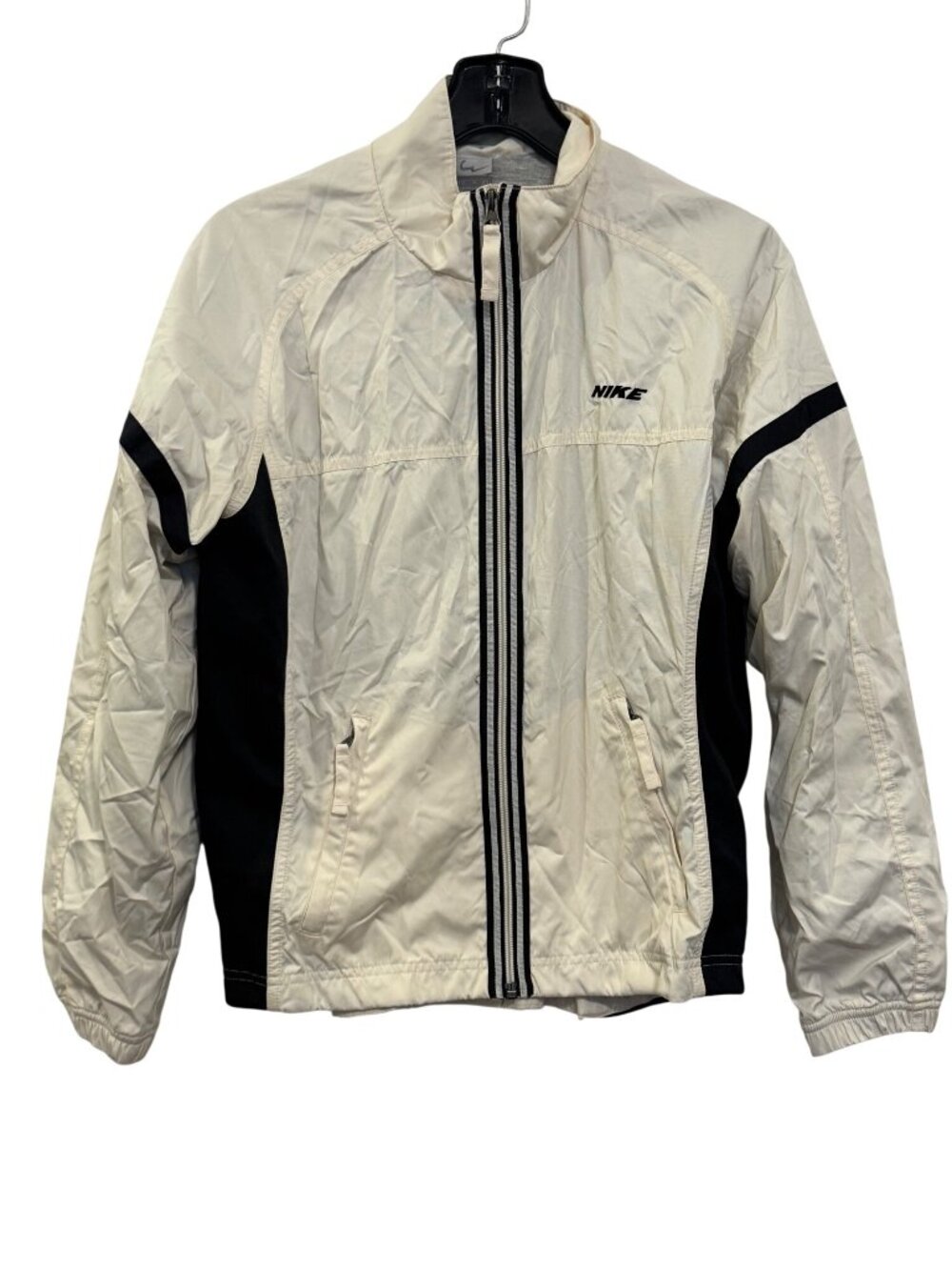 vintage Nike Beige & Black Full-Zip Lightweight Jacket M Polyester Blend